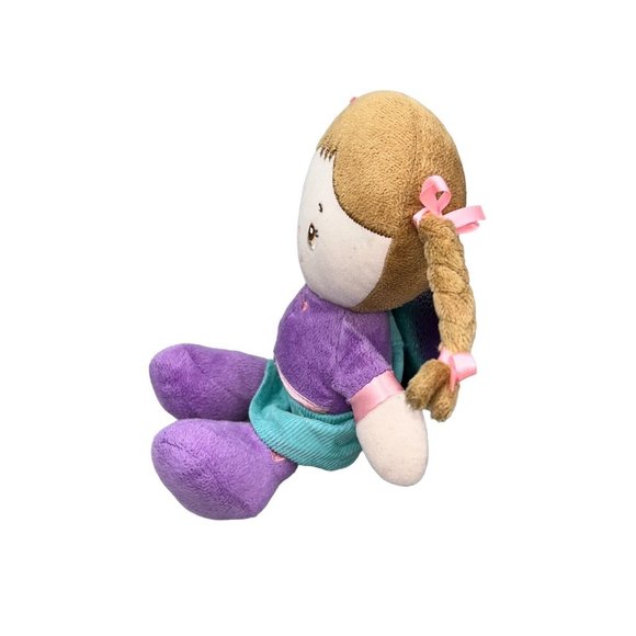 Kids Preferred Purple & Green Courdey Skirt Brown Hair Girl Stuffed Plush Doll - Picture 6 of 9